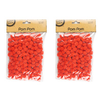 1.5Cm Pom Pom/200- Red