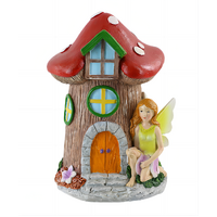 POLYRESIN MUSHROOM W SOLAR LIGHT SITTING FAIRY