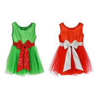 Christmas Dress w/ Bow Girls 5-8 Asst