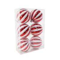 Candycane Ribbed Baubles 60mm 6pk