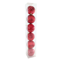 Baubles 8cm 6pk Red