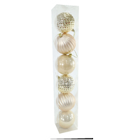 Baubles 8cm 6pk Champagne