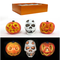 LED FLASHING SKULL & PUMPKIN LIGHTS B/Op Asst