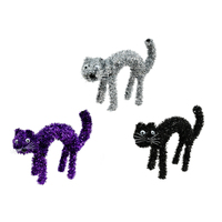 TINSEL ARCHED CAT 20cm Asst