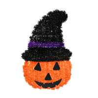 TINSEL PUMPKIN WITH WITCH HAT 38cm