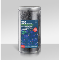 Timer LED Curtain Lights 200 B/OP in Jar Multi